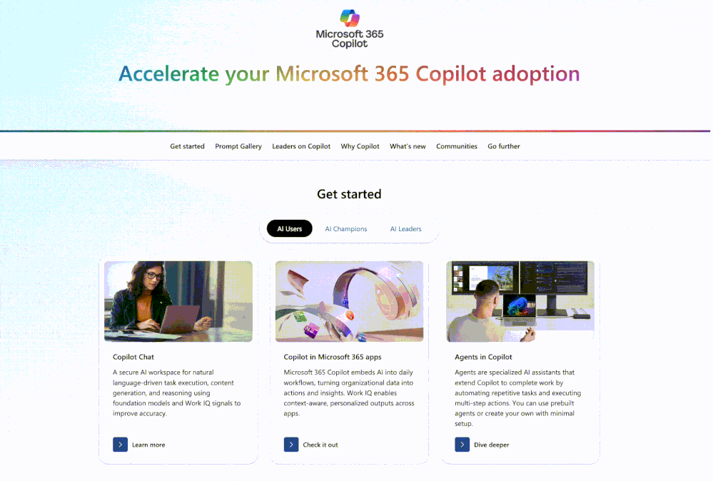 全新的 Copilot 采用中心页面