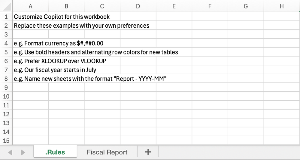 Excel 工作簿中的 .Rules 规则表