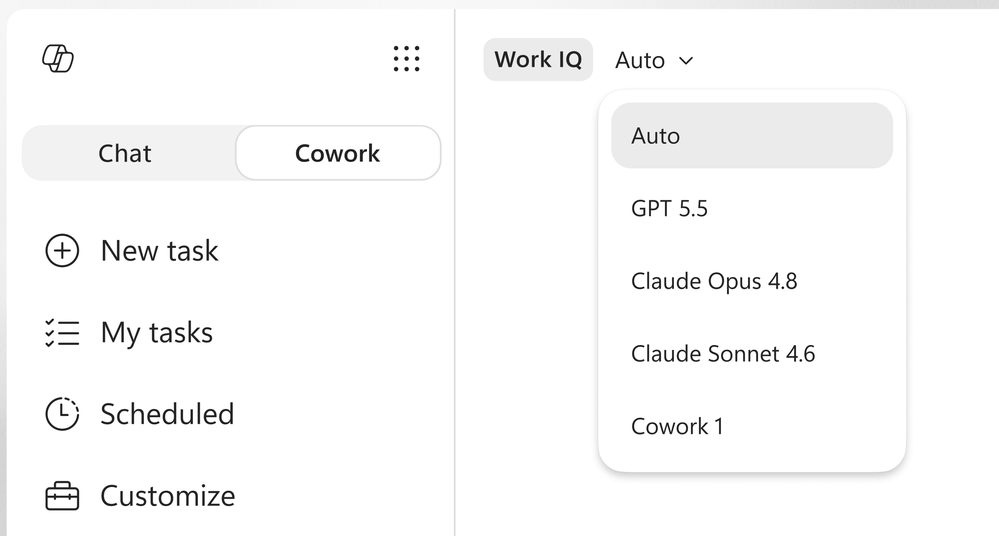 Cowork 中的模型选择器