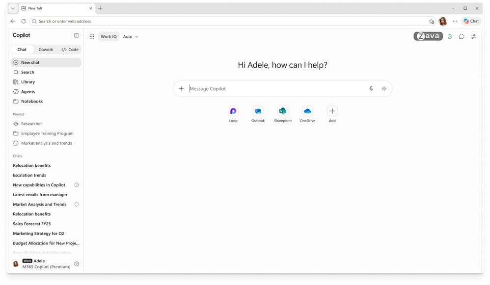 Microsoft Edge 中集搜索、聊天与工作内容于一处的 Copilot 新标签页