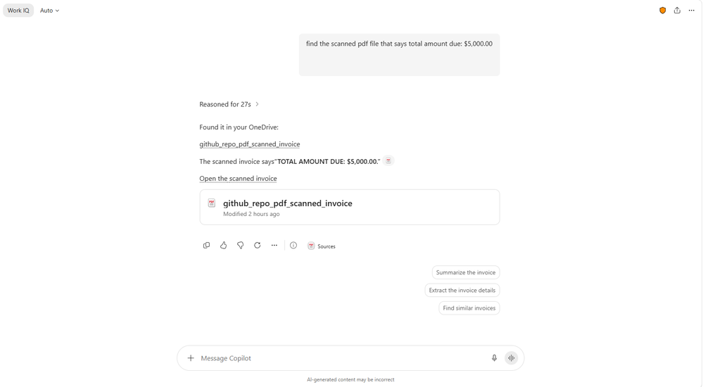 Copilot Chat 从扫描 PDF 中匹配相关内容